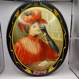 Vintage Coca-Cola "1908 Calendar Lady" Coca - Cola Serving Tray 1987 Ohio Art.
